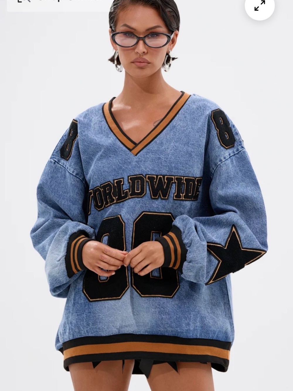 Akira All Around the World Denim Sweatshirt - Blue & Black